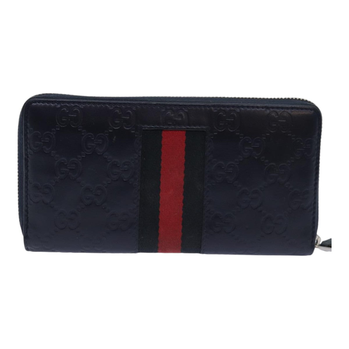 GUCCI GG Canvas Sherry Line Guccissima Long Wallet Navy Red 408831 Auth am6761 - 0