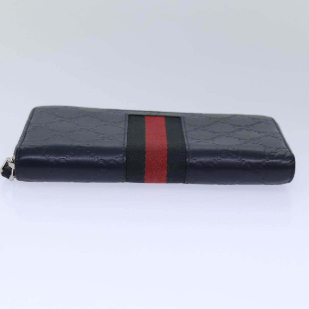 GUCCI GG Canvas Sherry Line Guccissima Long Wallet Navy Red 408831 Auth am6761