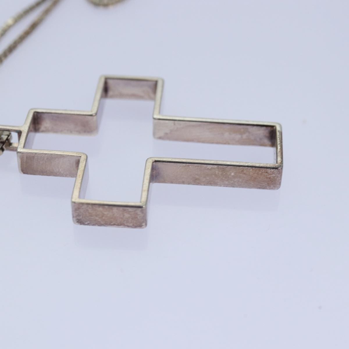 GUCCI Cross Necklace Ag925 Silver Auth am6763