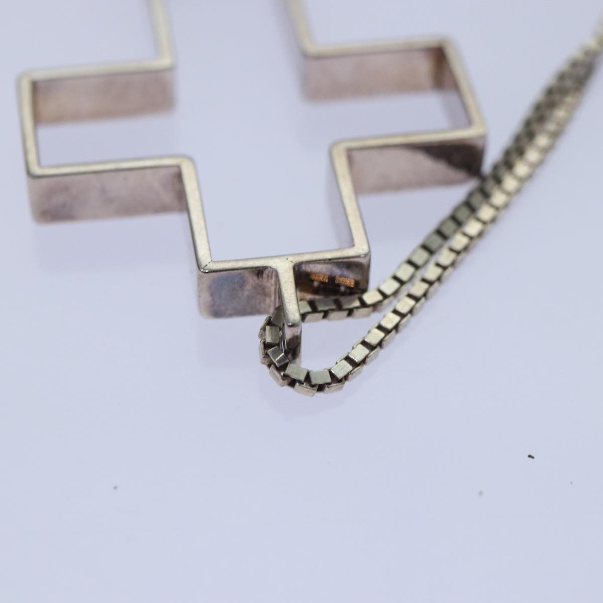 GUCCI Cross Necklace Ag925 Silver Auth am6763