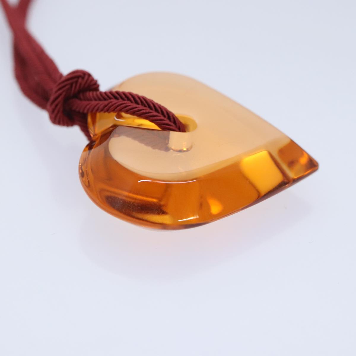 Baccarat Heart Necklace Crystal Glass Orange Auth am6764