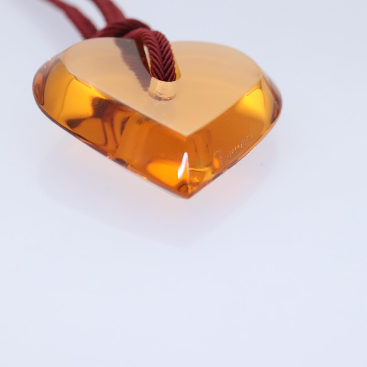 Baccarat Heart Necklace Crystal Glass Orange Auth am6764