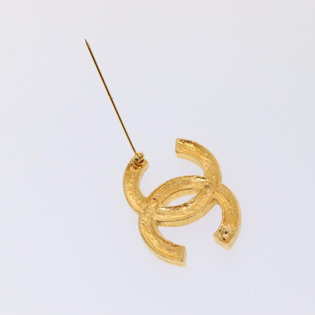 CHANEL COCO Mark Brooch metal Gold CC Auth am6769