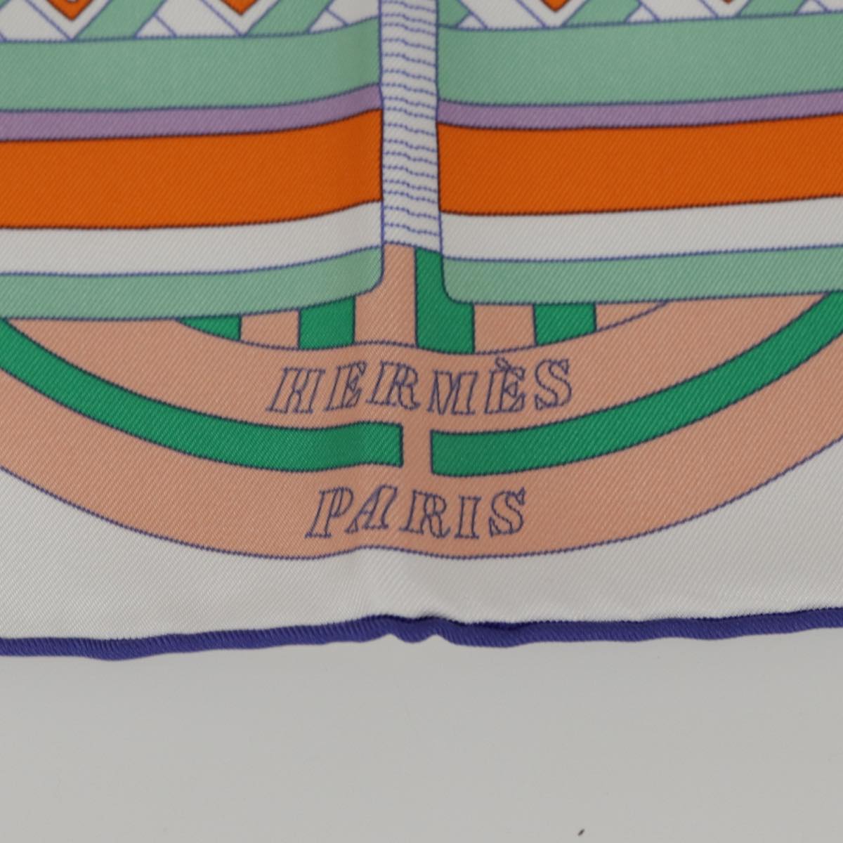 HERMES Carre 90 Scarf LE TOUR DU MONDE EN 63 CASES Silk White Orange Auth am6774