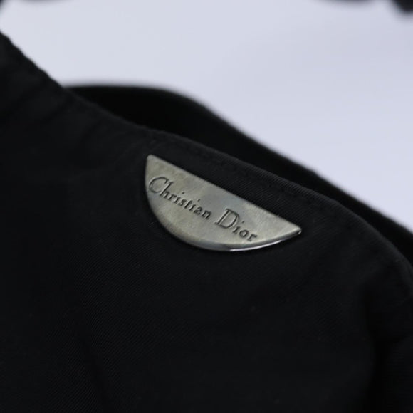 Christian Dior Maris Pearl Hand Bag Nylon Black Silver Auth am6778