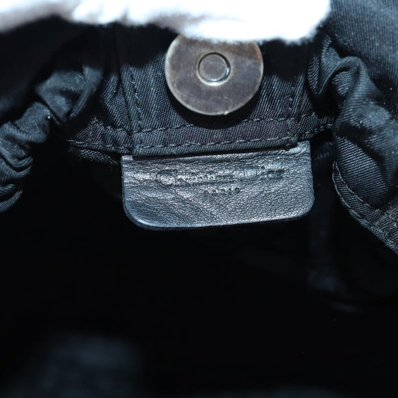 Christian Dior Maris Pearl Hand Bag Nylon Black Silver Auth am6778