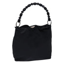Christian Dior Maris Pearl Hand Bag Nylon Black Silver Auth am6778-1