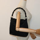 Christian Dior Maris Pearl Hand Bag Nylon Black Silver Auth am6778-21