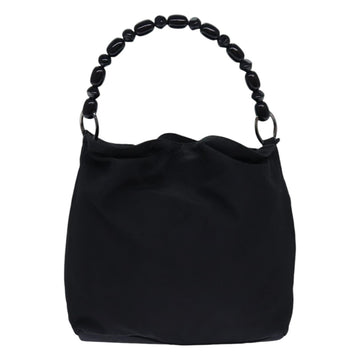 Christian Dior Maris Pearl Hand Bag Nylon Black Silver Auth am6778 - 0
