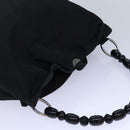 Christian Dior Maris Pearl Hand Bag Nylon Black Silver Auth am6778-6