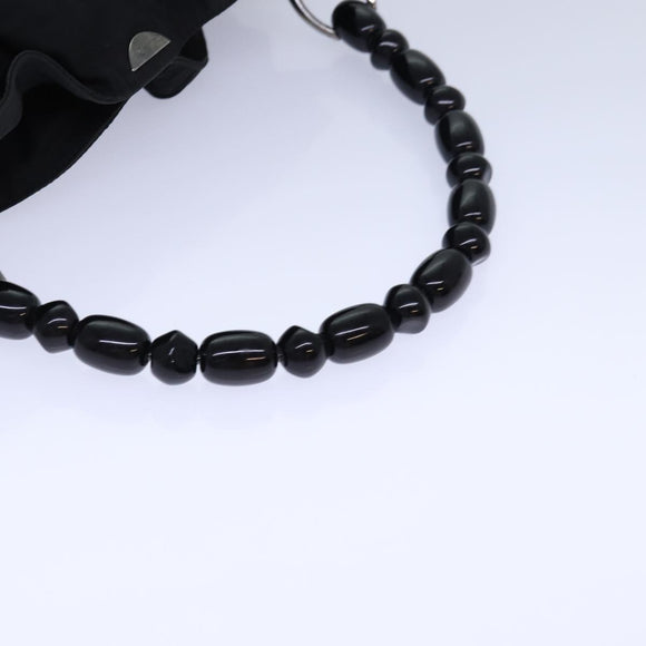 Christian Dior Maris Pearl Hand Bag Nylon Black Silver Auth am6778