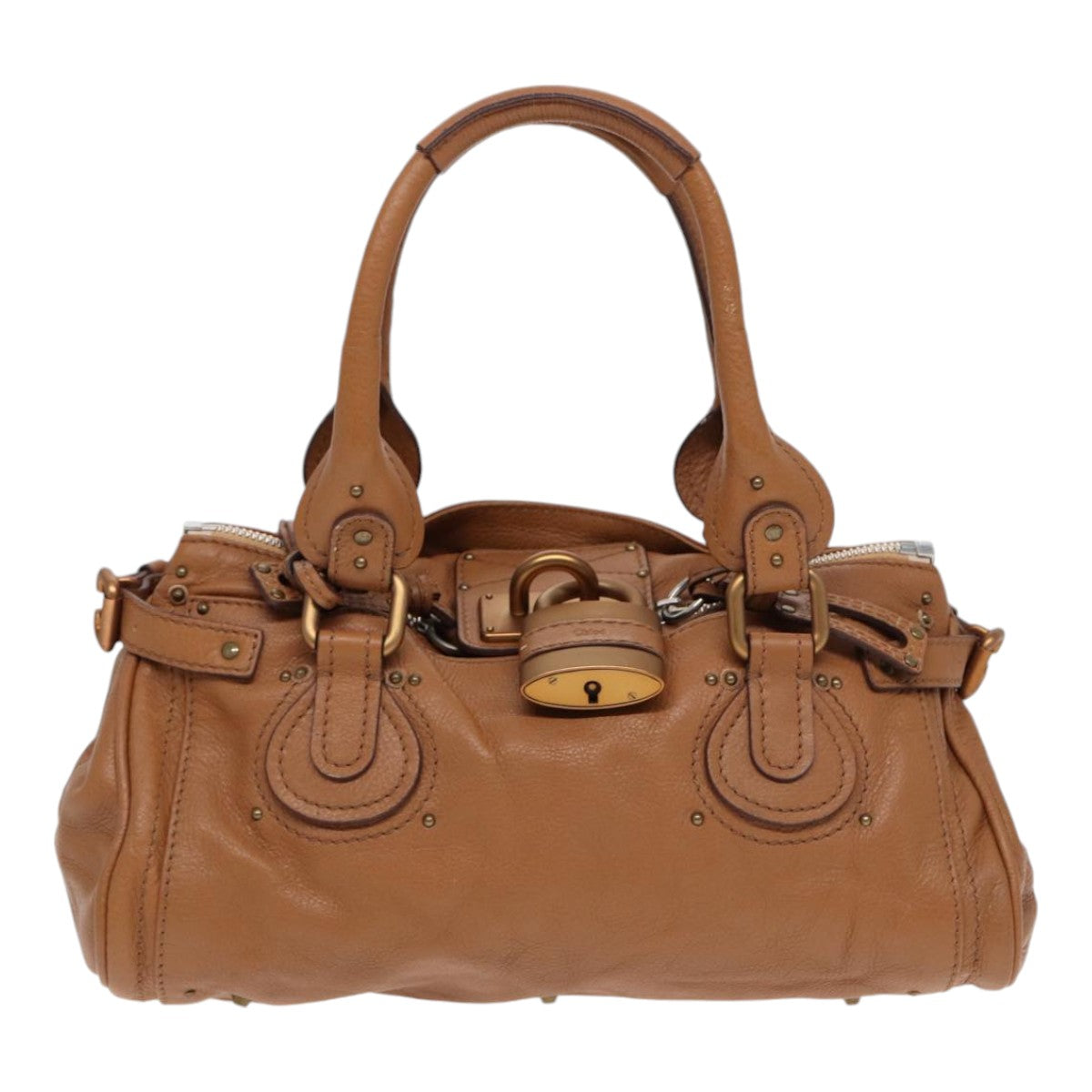 Chloe Paddington Hand Bag Leather Brown Gold Auth am6782