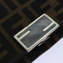FENDI Zucca Canvas Long Wallet Black Brown Silver Auth am6788-8