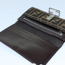 FENDI Zucca Canvas Long Wallet Black Brown Silver Auth am6788-9