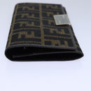 FENDI Zucca Canvas Long Wallet Black Brown Silver Auth am6788-4
