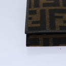 FENDI Zucca Canvas Long Wallet Black Brown Silver Auth am6788-7
