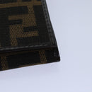 FENDI Zucca Canvas Long Wallet Black Brown Silver Auth am6788-14