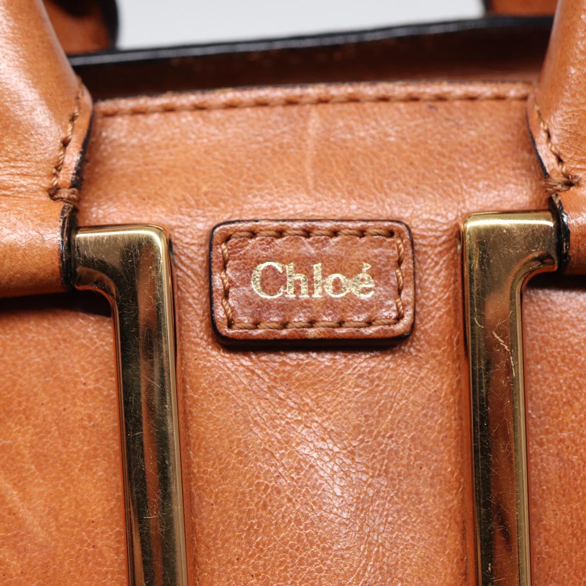 Chloe Etel Hand Bag Leather 2way Brown Gold Auth am6799