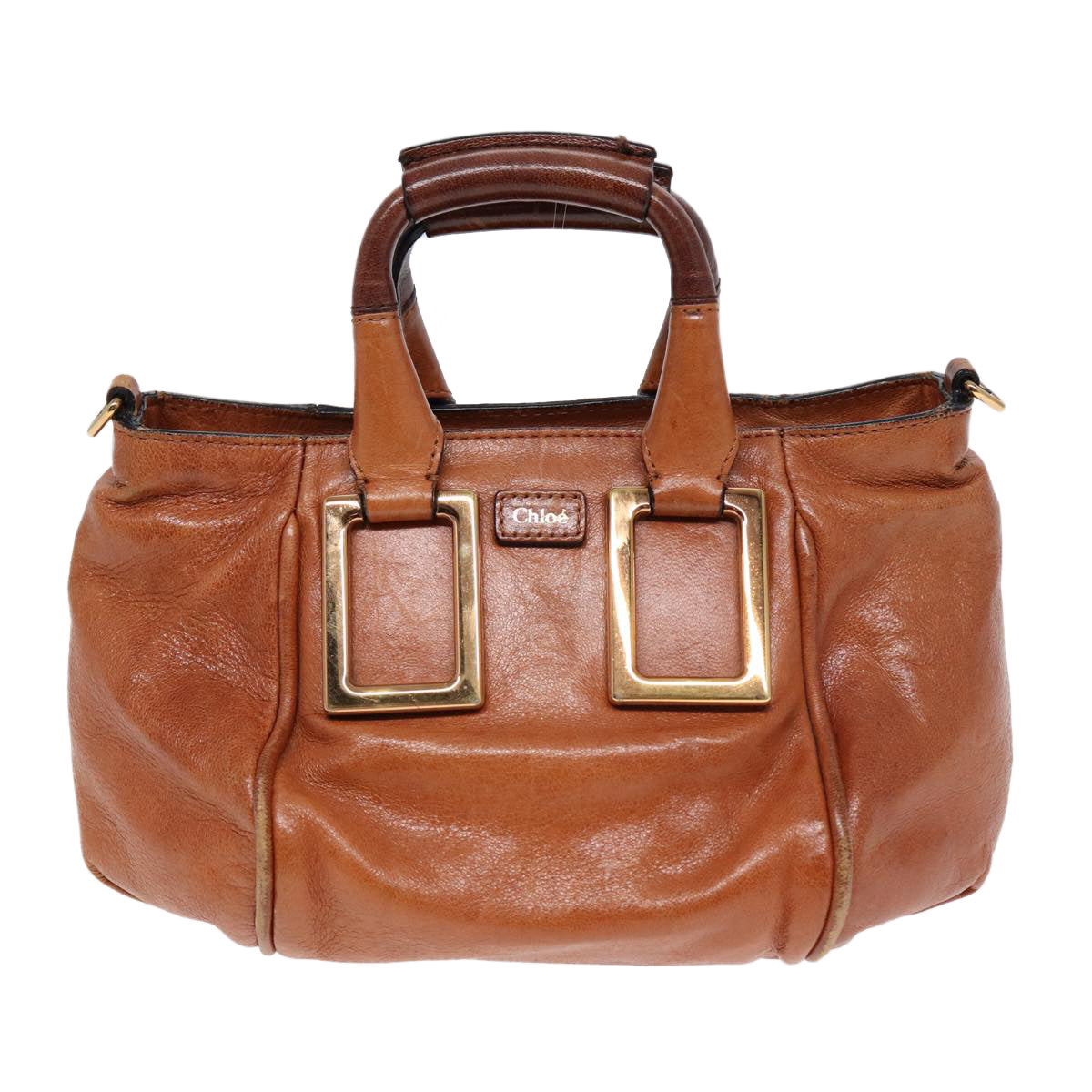 Chloe Etel Hand Bag Leather 2way Brown Gold Auth am6799