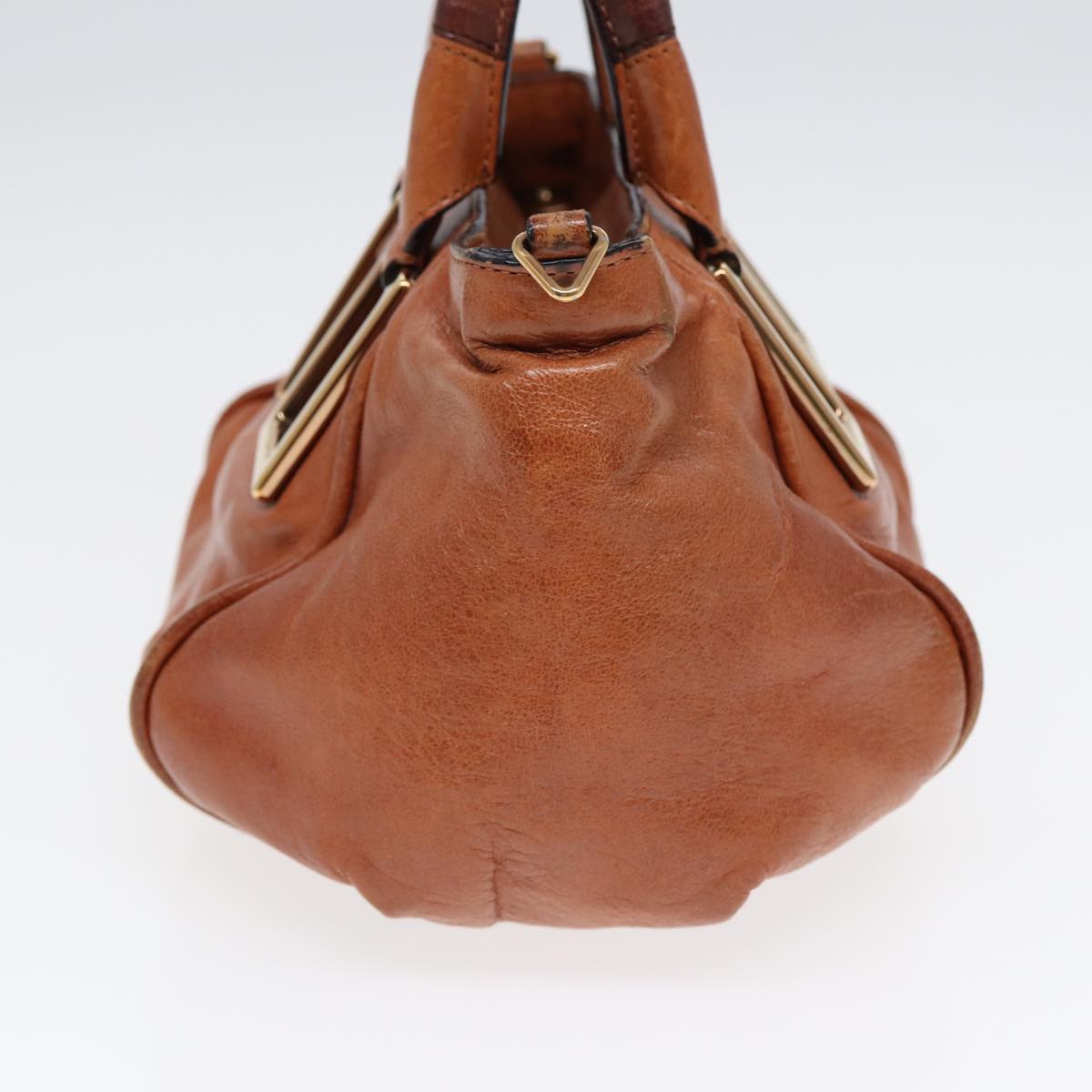 Chloe Etel Hand Bag Leather 2way Brown Gold Auth am6799