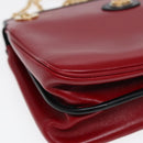 GUCCI Chain Shoulder Bag Leather Red Gold 576422 Auth am6808V-9