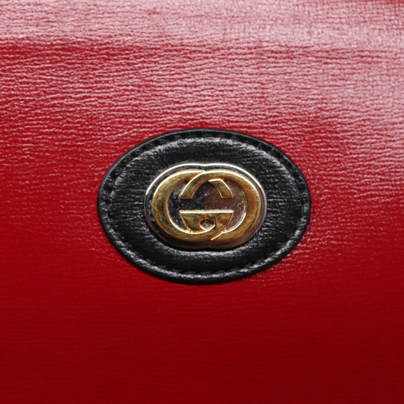 GUCCI Chain Shoulder Bag Leather Red Gold 576422 Auth am6808V
