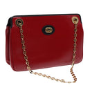 GUCCI Chain Shoulder Bag Leather Red Gold 576422 Auth am6808V-1