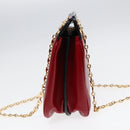 GUCCI Chain Shoulder Bag Leather Red Gold 576422 Auth am6808V-3