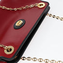GUCCI Chain Shoulder Bag Leather Red Gold 576422 Auth am6808V-6