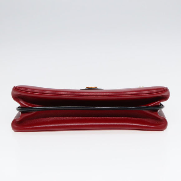 GUCCI Chain Shoulder Bag Leather Red Gold 576422 Auth am6808V