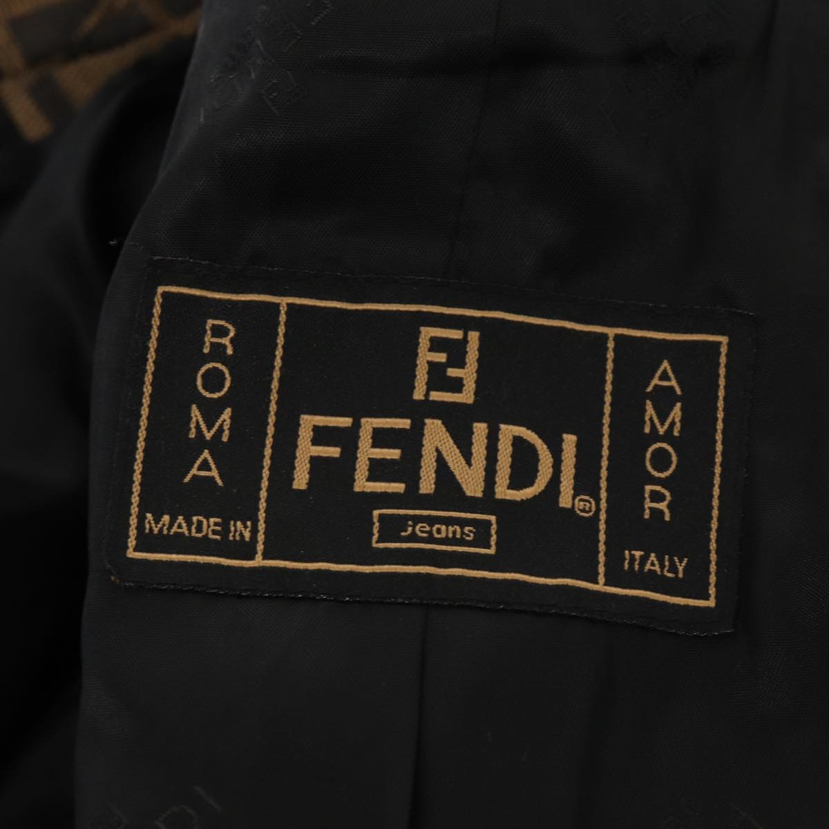 FENDI Jacket Zucca Canvas Jacket 38 Brown Black Auth am6809