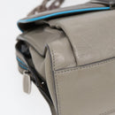 BALENCIAGA Turn Lock Chain Shoulder Bag Leather Beige Gray Silver Auth am6814V-14