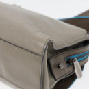 BALENCIAGA Turn Lock Chain Shoulder Bag Leather Beige Gray Silver Auth am6814V-15