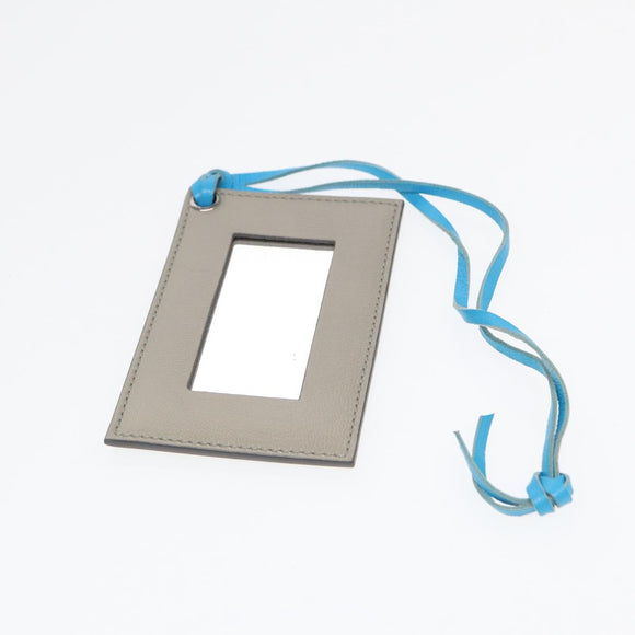 BALENCIAGA Turn Lock Chain Shoulder Bag Leather Beige Gray Silver Auth am6814V