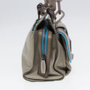 BALENCIAGA Turn Lock Chain Shoulder Bag Leather Beige Gray Silver Auth am6814V-3