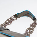 BALENCIAGA Turn Lock Chain Shoulder Bag Leather Beige Gray Silver Auth am6814V-8