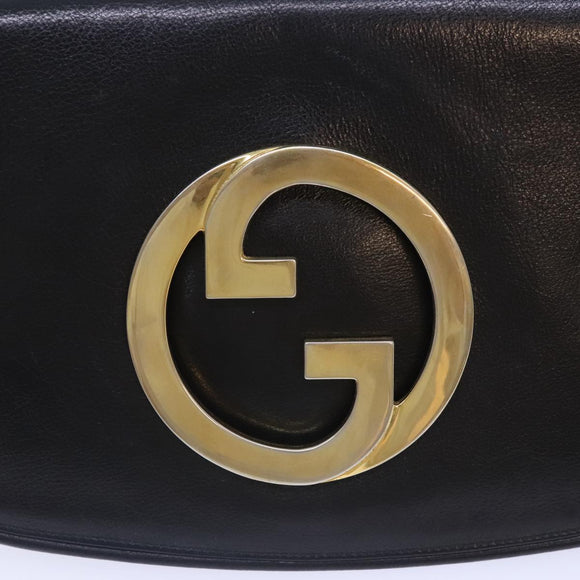 GUCCI Clutch Bag Leather Black Auth am6818A