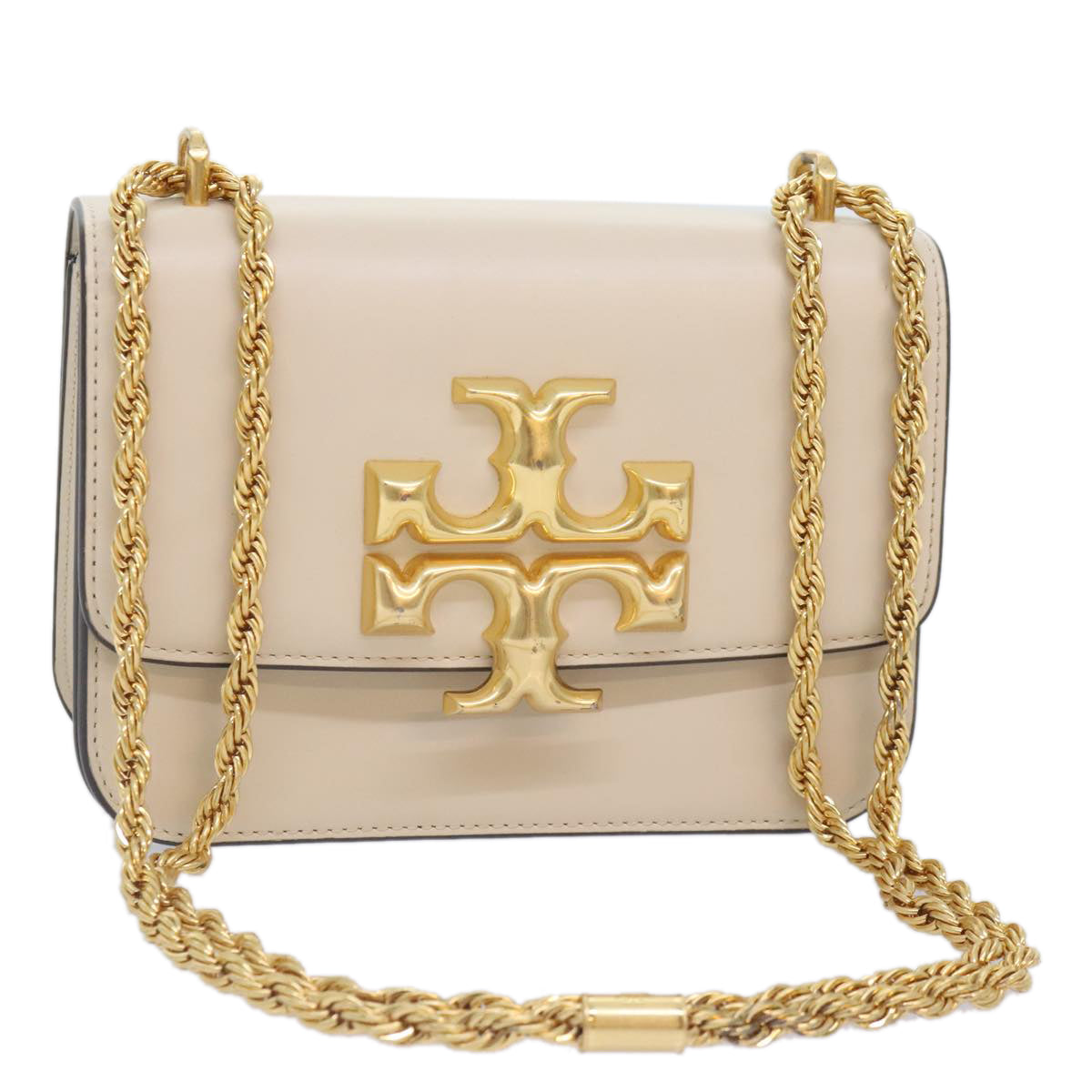 TORY BURCH Chain Shoulder Bag Leather Cream Auth am6819