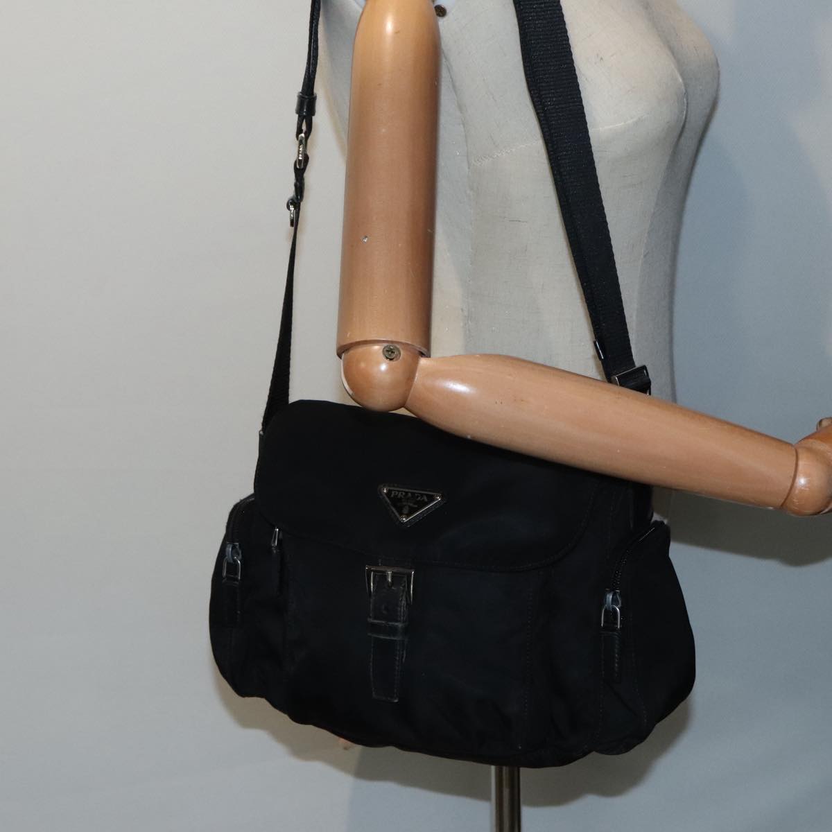 PRADA Shoulder Bag Nylon Black Auth am6829