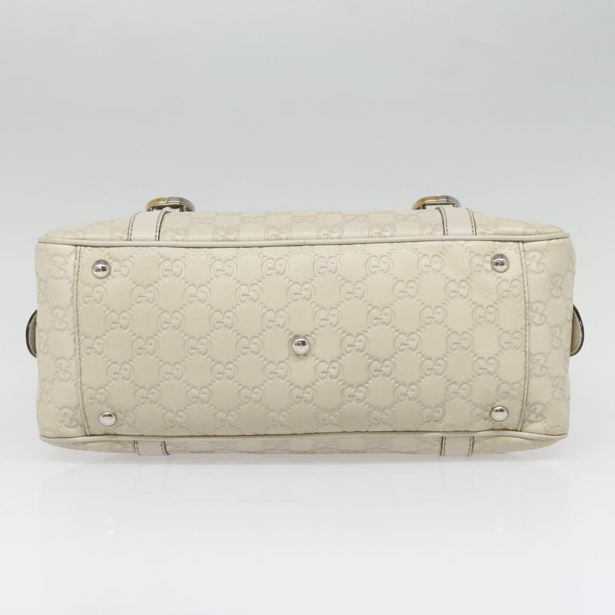 GUCCI Guccissima GG Twins Hand Bag Leather White Auth am6833