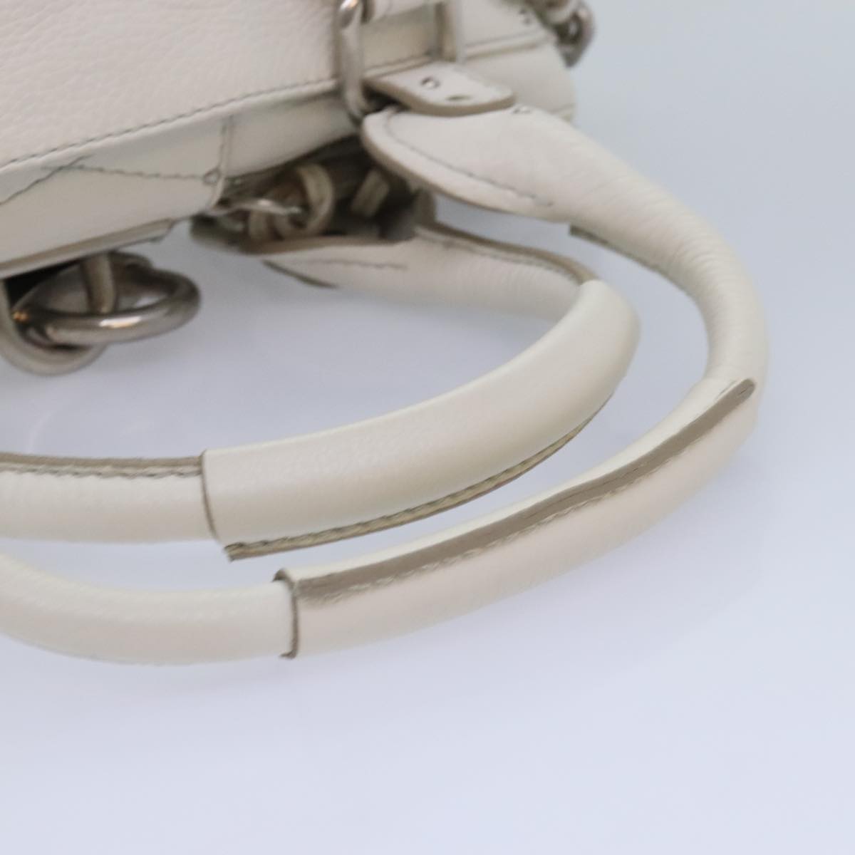 Chloe Paddington Hand Bag Leather White Auth am6846