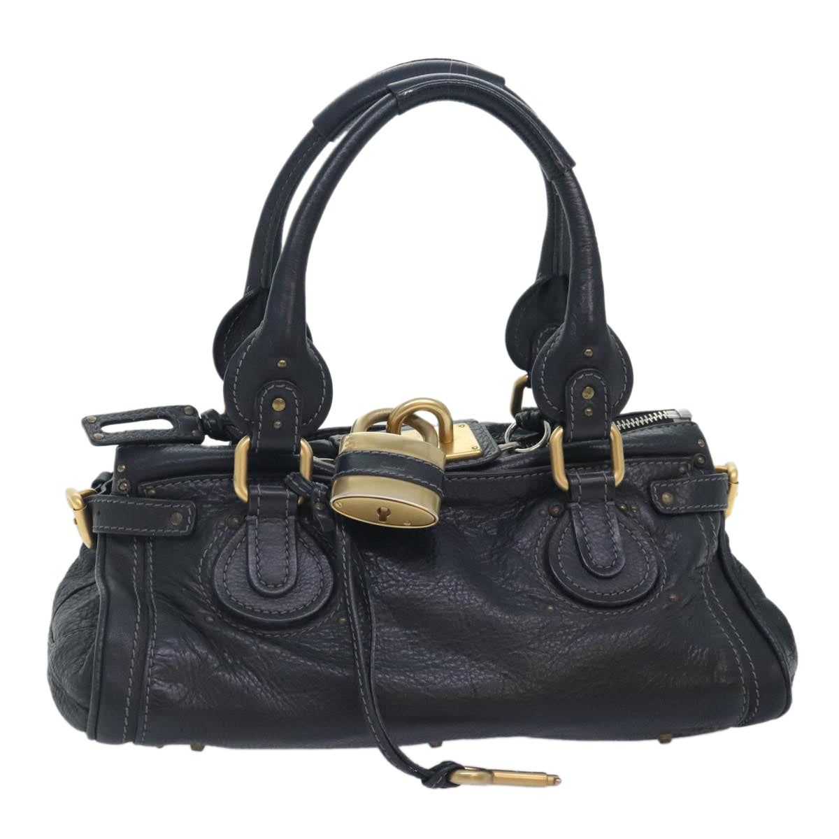 Chloe Paddington Hand Bag Leather Black Auth am6847