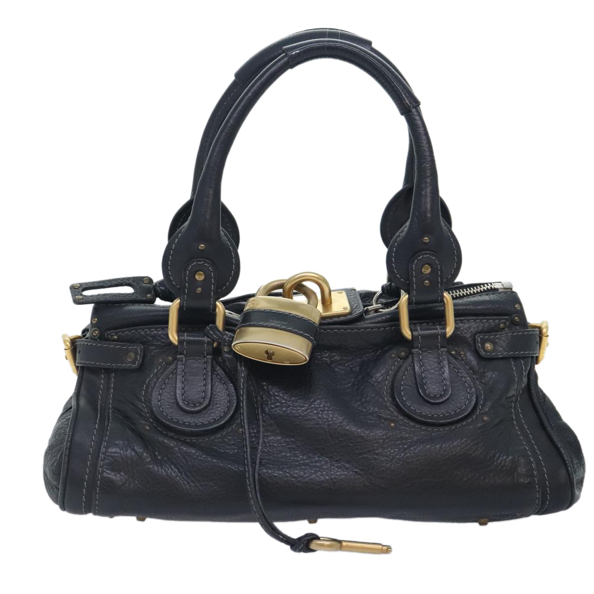 Chloe Paddington Hand Bag Leather Black Auth am6847