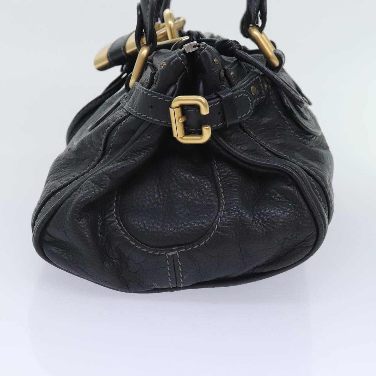 Chloe Paddington Hand Bag Leather Black Auth am6847