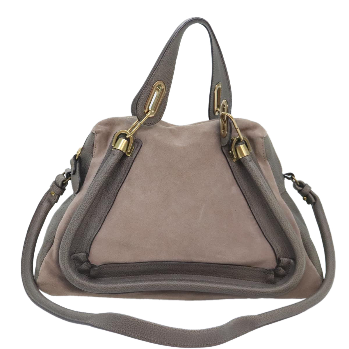 Chloe Paraty Tote Bag Leather Suede 2way Gray Auth am6848