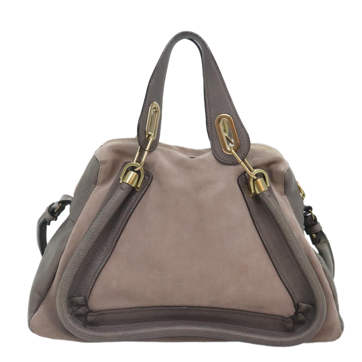 Chloe Paraty Tote Bag Leather Suede 2way Gray Auth am6848 - 0