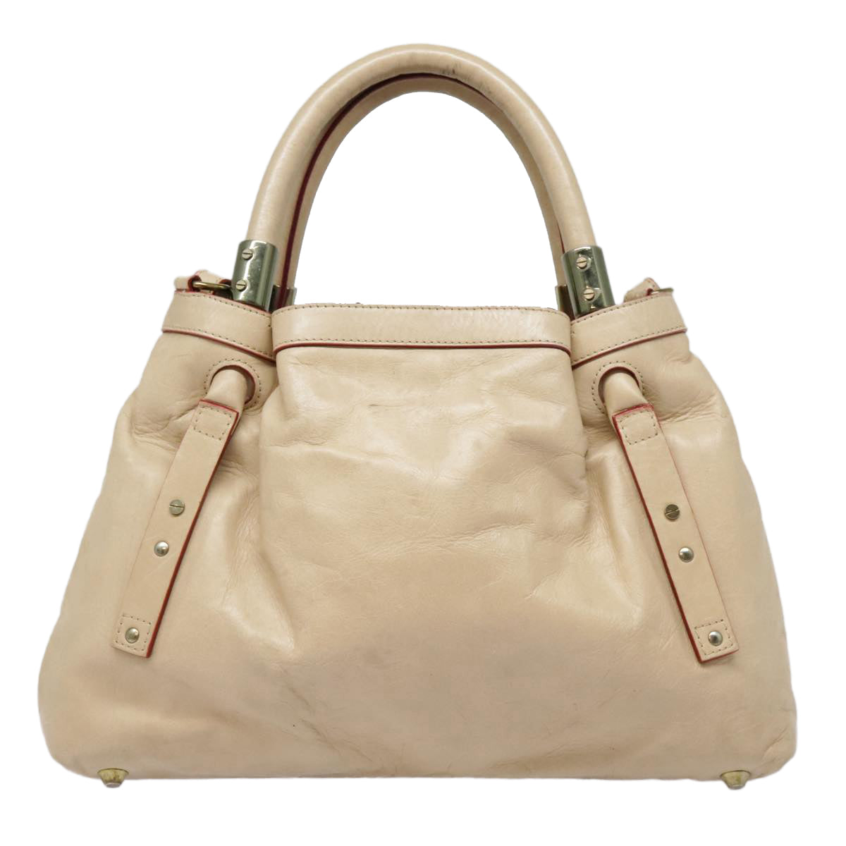 Chloe Victoria Hand Bag Leather 2way Beige Auth am6850