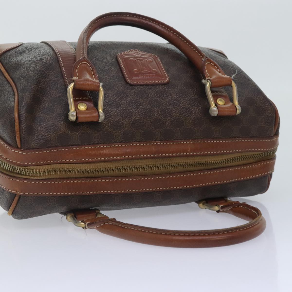 CELINE Macadam Canvas Hand Bag PVC Brown Auth am6858