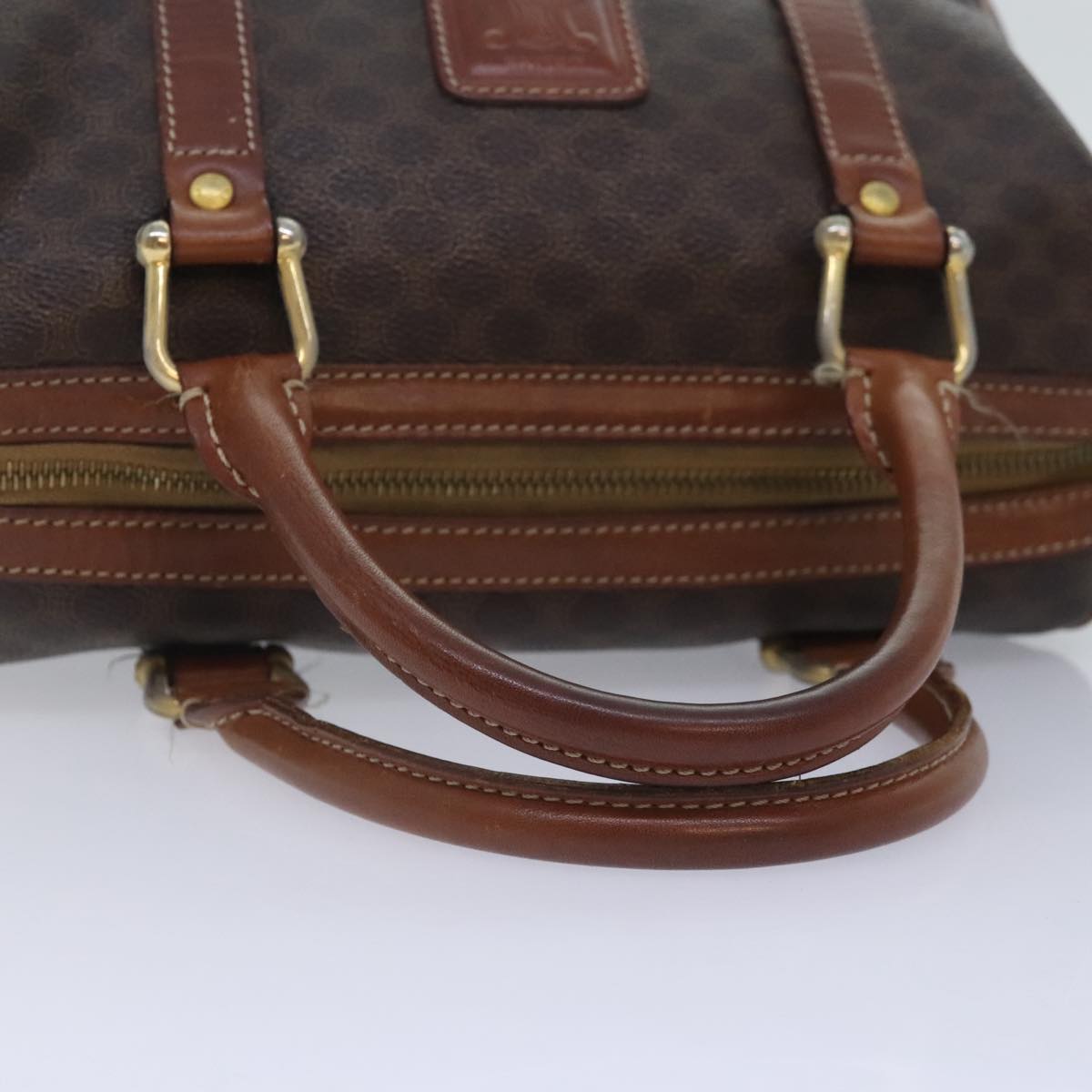 CELINE Macadam Canvas Hand Bag PVC Brown Auth am6858