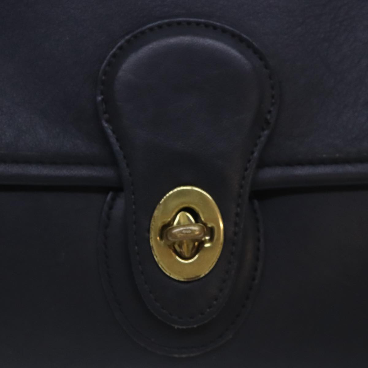 Coach Hand Bag Leather Black Auth am6883